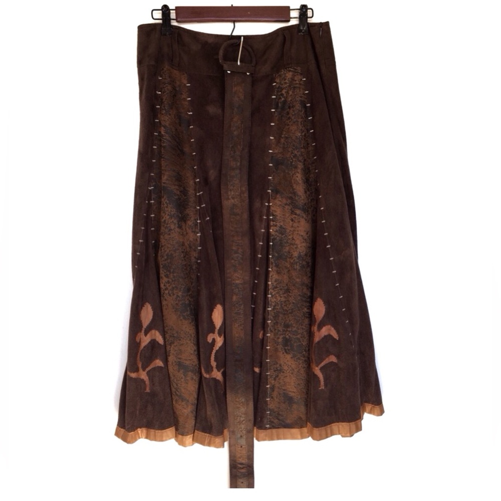 Mellow Brand Elegant Brown Western Style Skirt with Embroidered Details